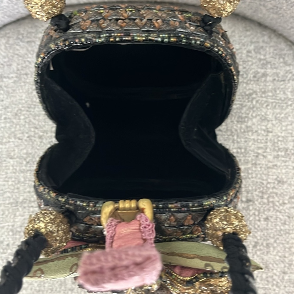Mary Francis Bloomin Beauty 3D beaded embellished double handle purse pink gold - Picture 7 of 16